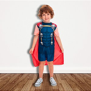 Fantasia Pop Infantil Vingadores Thor - Macacão com Capa - G de 10 a 12 anos - 1 unidade - Rizzo Disney Original