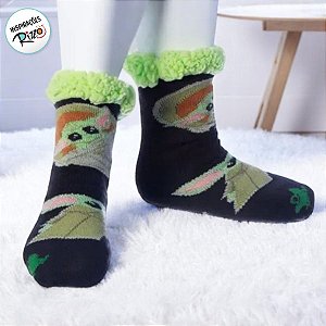 Pantufa Cozy - Baby Yoda - Star Wars - 1 unidade - Disney Original - Rizzo