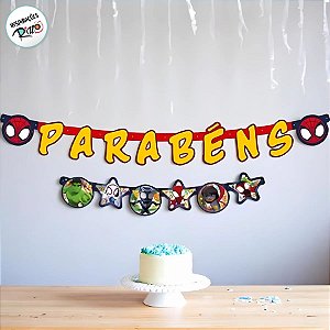 Faixa Parabéns - Spidey e Seus Amigos  - 1 unidade - Disney Original - Rizzo