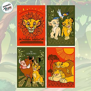 Quadro Decorativo - Rei Leão - 44x30cm - 4 unidades - Disney Original - Rizzo