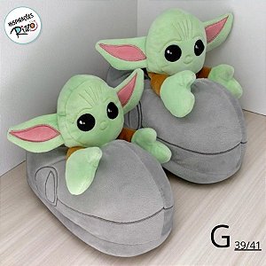 Pantufa Baby Yoda - Star Wars - G 39/41 - 1 unidade - Disney Original - Rizzo
