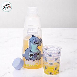 Garrafa de Plástico com Copo - Stitch Ohana - 960ml - 1 unidade - Disney Original - Rizzo