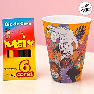 Kit Copo para Colorir e Giz de Cera - Encanto Amarelo - 1 unidade - Rizzo