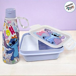 Conjunto Marmita Hermética e Garrafa - Stitch Aloha - 1 unidade - Disney Original - Rizzo