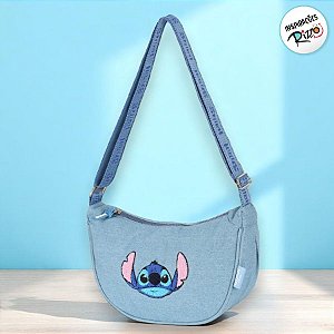 Bolsa Transversal Jeans - Stitch - 32x19cm - 1 unidade - Disney Original - Rizzo