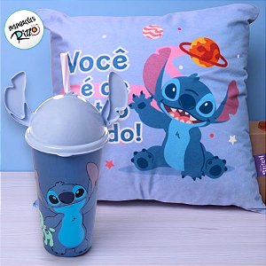 Kit Fãs Stitch e Angel - Almofada e Copo com Canudo - 1 unidade - Disney Original - Rizzo
