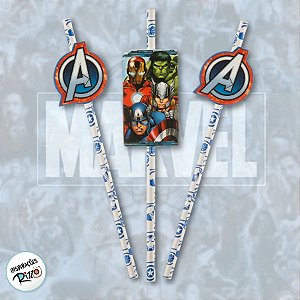 Canudo de Papel - Vingadores - 8 unidades - Disney Original - Rizzo