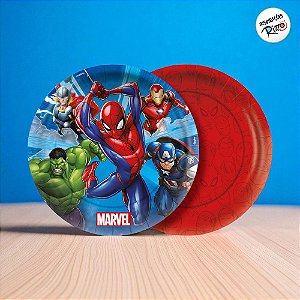 Prato de Papel Redondo - Vingadores - 8 unidades - Disney Original - Rizzo