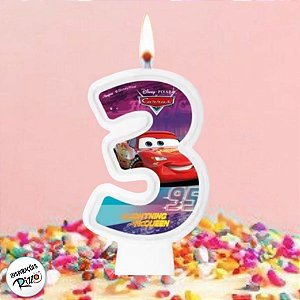 Vela - Carros Nº3 - 8cm - 1 unidade - Disney Original - Rizzo