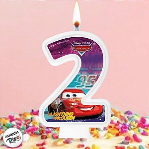 Vela - Carros Nº2 - 8cm - 1 unidade - Disney Original - Rizzo