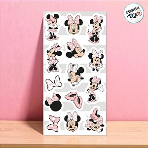 Adesivo Decorativo - Minnie Mouse Rosa - 12 unidades - Disney Original - Rizzo