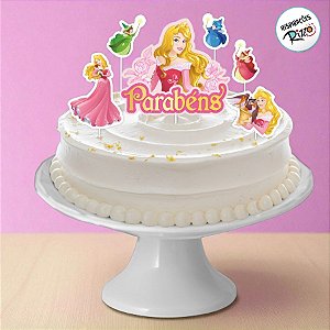 Decoração de Bolo - Aurora - 6 unidades - Disney Original - Rizzo