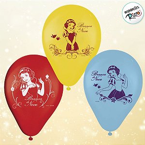 Balão de Festa Decorado 9" 23cm - Branca de Neve - 25 unidades - Disney Original - Rizzo