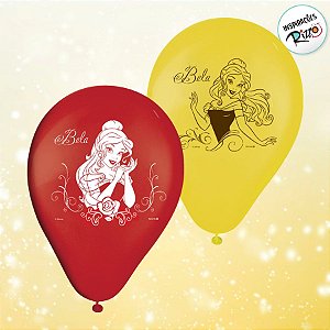 Balão de Festa Decorado 9" 23cm - Bela - 25 unidades - Disney Original - Rizzo