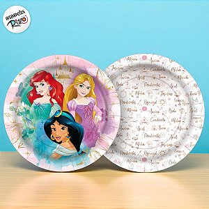 Prato de Papel Redondo - Princesas - 8 unidades - Disney Original - Rizzo