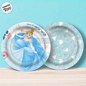 Prato de Papel Redondo - Cinderela - 8 unidades - Disney Original - Rizzo