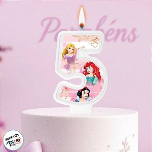 Vela - Princesas N°5 - 9cm - 1 unidade - Disney Original - Rizzo