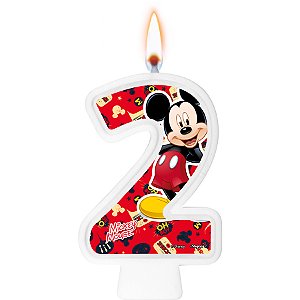 Vela de Aniversário n° 2 - Festa Mickey - 1 unidade - Disney Original  - Rizzo
