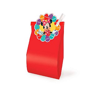 Saquinho com Fechamento Vermelho 14x8x4cm - Páscoa Minnie Disney - 10 unidades - Disney Original
