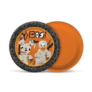 Prato de Papel Redondo - Happy Halloween - 18cm - Disney Original - 8 unidades