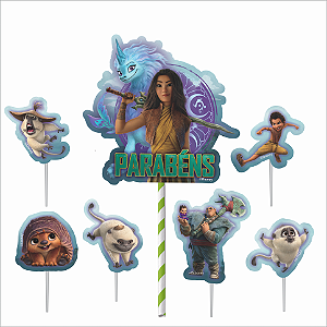 Topo de Bolo Impresso - Raya e o ultimo Dragão - 01unidade -Disney Original