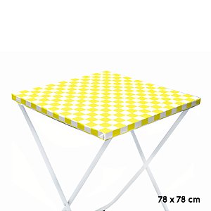 Toalha Plástica Cobre Manchas Perolizada - 78 x 78 cm - Xadrez Amarelo - 10 unidades - CampFestas - Rizzo