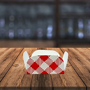 Forminhas para Doces 4 Pétalas Xadrez Vermelho - 30 unidades - Rizzo