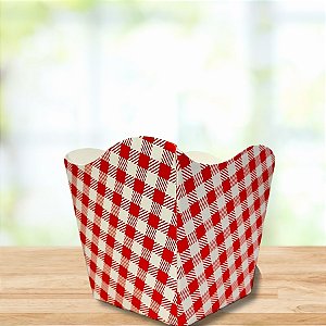 Cachepot Xadrez Vermelho De Festa Junina -7,3x7,3x10cm - 6 unidades - Rizzo