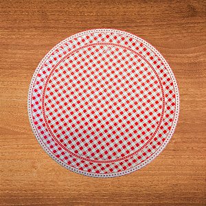 Prato De Papel Redondo Xadrez - Vermelho - 18x18cm - 8 unidades - Kaixote - Rizzo