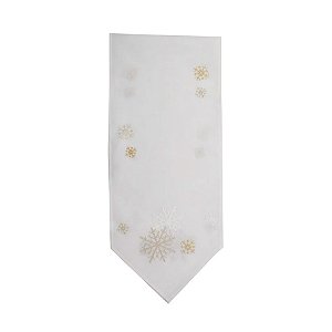 Caminho de Mesa - Flocos de Neve Branco/Dourado - 175cm - 1 unidade - Cromus - Rizzo