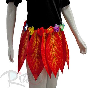 Saia Havaiana com Folhas - 40cm - Vermelho - Mod:229 - 01 unidade - Rizzo