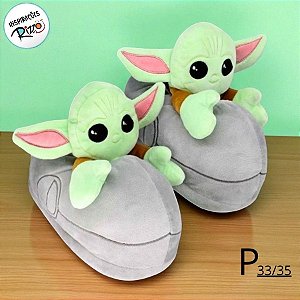 Pantufa Baby Yoda - Star Wars - P 33/35 - 1 unidade - Disney Original - Zonacriativa