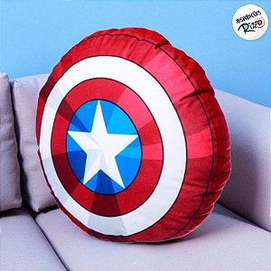 Almofada Redonda - Escudo Capitão América - 38cm - 1 unidade - Disney Original - Zonacriativa