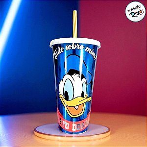 Copo de Plástico com Tampa e Canudo Pato Donald - 700ml - 1 unidade - Disney Original - Plasútil