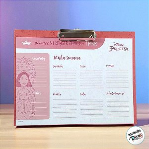 Prancheta com Planner - Princesas - 310x230mm - 1 unidade - Disney Original - Rizzo