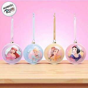 Bola de Natal Disney Original - Princesas - 8cm - 4 unidades - Disney Original - Cromus