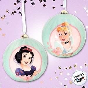 Bola de Natal - Princesas - Verde - 12cm - 2 unidades - Disney Original - Cromus