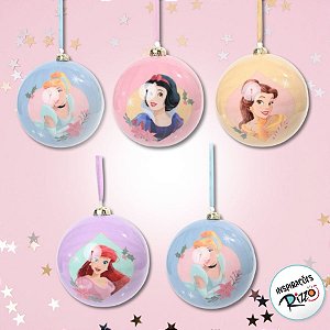 Bola de Natal - Princesas - 6cm - 6 unidades - Disney Original - Cromus