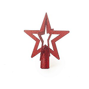Topo Arvore de Natal Estrela Vazada Vermelha - Cromus Natal - 1 unidade - Rizzo