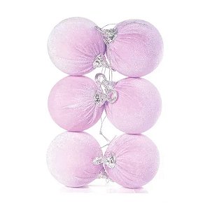 Bola de Natal - Lilás Veludo - 8cm - 6 unidades - Cromus - Rizzo
