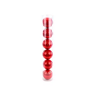 Bolas de Natal em Tubo - Vermelho - 6cm - 6 unidades - Cromus - Rizzo