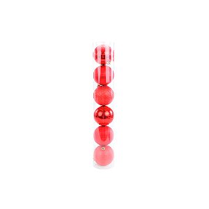 Bola de Natal em Tubo - Vermelho - 4cm - 6 unidades - Cromus - Rizzo