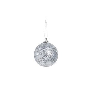 Bola de Natal Brilhante em Glitter - Prata - ø 4 cm - 12 unidades - Cromus