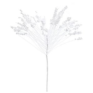 Galho Natal Frutinhas Com Gliter Branco - 54cm  - 1 unidade - Cromus - Rizzo