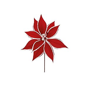 Poinsétia Decorativa - Vermelho e Branco - 30cm - 1 unidade - Cromus - Rizzo
