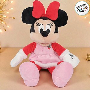 Pelúcia Minnie Mouse de Natal - Rosa - 45cm - 1 unidade - Disney Original - Cromus