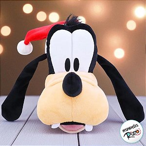 Pelúcia Cabeça Pateta c/ Gorro de Natal - 18 cm - 1 unidade - Disney Original - Cromus