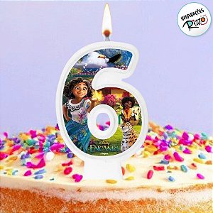Vela - Encanto N°6 - 8cm - 1 unidade - Disney Original - Rizzo
