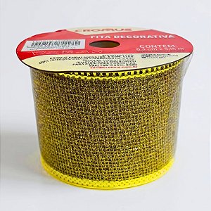 Fita Decorativa Telada - Ouro Glitter - 6,3x914cm - 1 unidades - Cromus - Rizzo