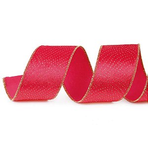 Fita Decorativa Aramada - Vermelho e Ouro - 6,3x914cm   - 1 unidade - Cromus - Rizzo